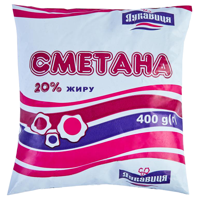 Сметана ЛУКАВИЦЯ 20%, 400г, плівка поліетиленова